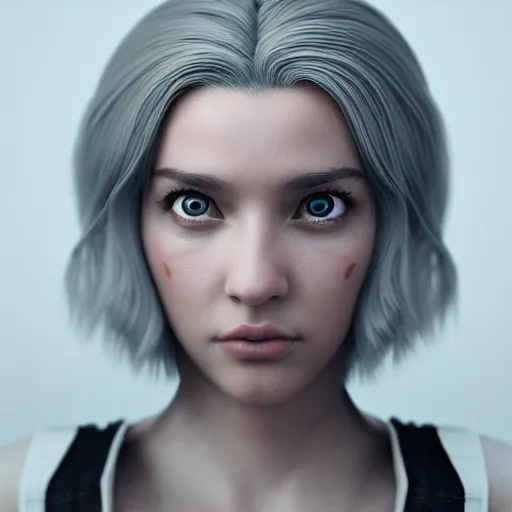 Image similar to beautiful elly mayday, beautiful portrait, symmetrical, character concept style trending on artstation concept art detailed octane render cinematic photo - realistic 8 k high detailed