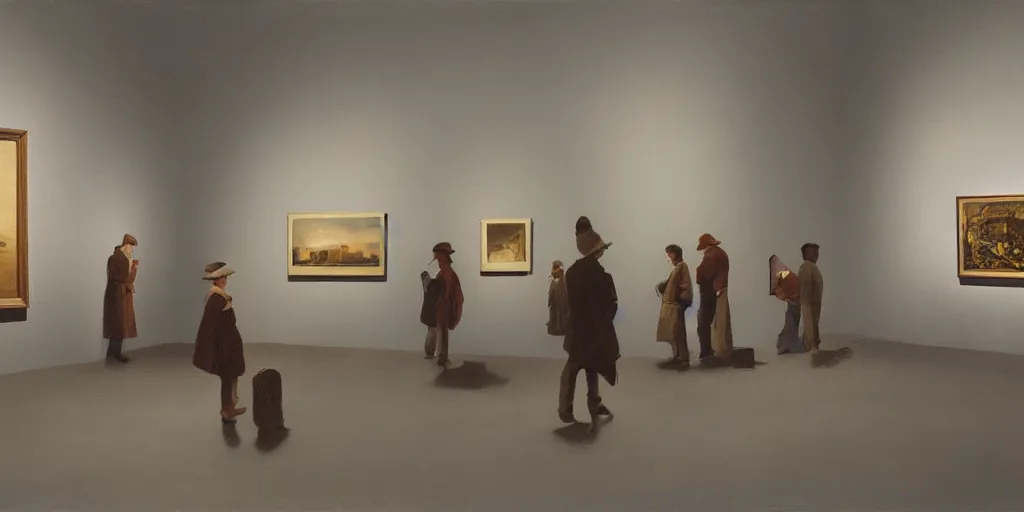 Image similar to an art gallery with pictures in the style of tim eitel in 1 6 5 0