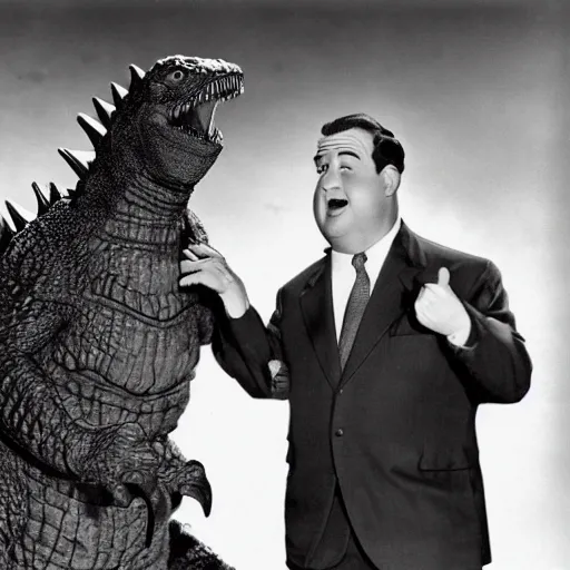 Image similar to Abbott and Costello meet Godzilla