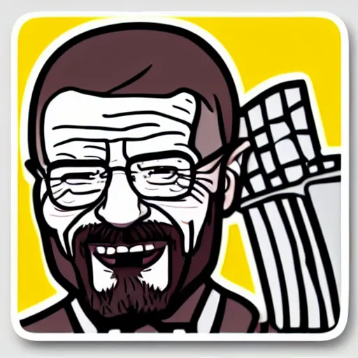 Image similar to head of Walter White laughing, Sticker illustration