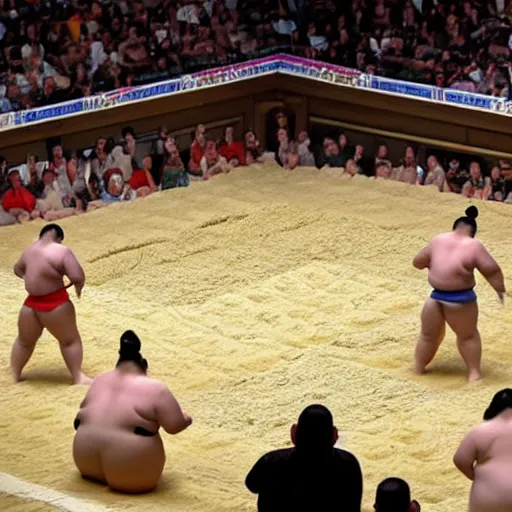 Prompt: sumo wrestling under water