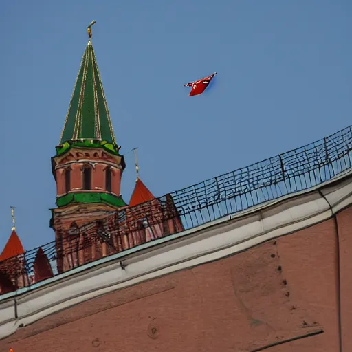 Image similar to Valery Leontiev flies a hang glider past the Kremlin