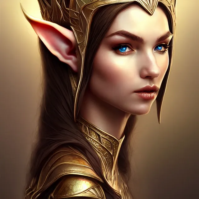 Prompt: beautiful elf queen, highly detailed, 4 k, hdr, smooth, sharp focus, high resolution, award - winning photo, artgerm, photorealistic