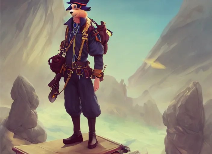 Image similar to character portrait feature of the anthro male anthropomorphic kakapo fursona wearing steampunk pirate airship captain outfit uniform professional pilot character design stylized by charlie bowater, ross tran, artgerm, and makoto shinkai, detailed, soft lighting, rendered in octane