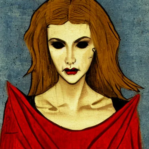 Image similar to female vampire, medieval painting