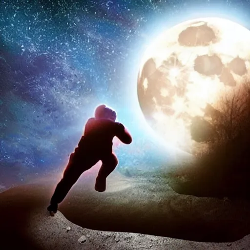 Prompt: man gets punched through the moon