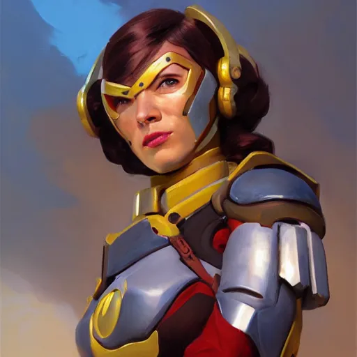 Image similar to greg manchess portrait painting of a female ironman as overwatch character, medium shot, asymmetrical, profile picture, organic painting, sunny day, matte painting, bold shapes, hard edges, street art, trending on artstation, by huang guangjian, gil elvgren, ruan jia, greg rutkowski, gaston bussiere