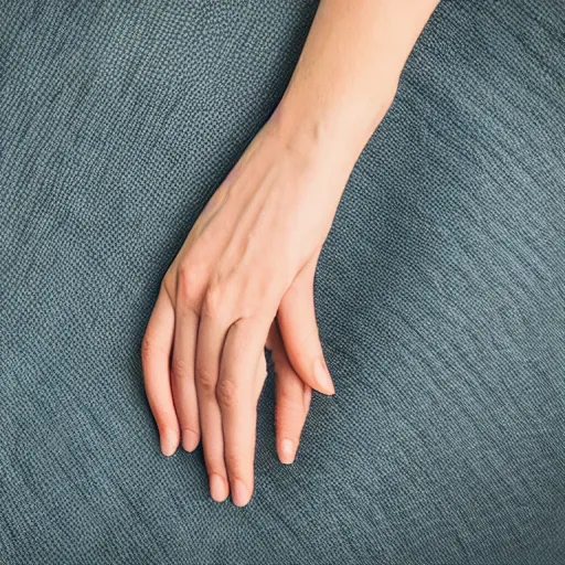 Prompt: slim female hand on a stomach beneath transparant fabric