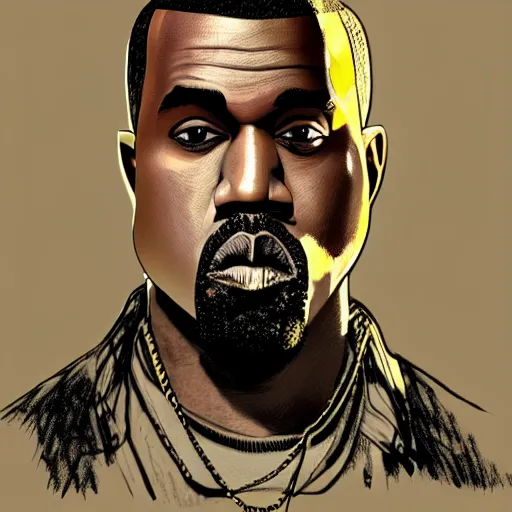 Image similar to kanye west in stephen bliss illustration red dead redemption 2 artwork of kanye west, face, in the style of red dead redemption 2 loading screen, by stephen bliss, artstation