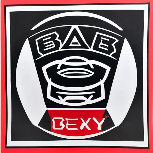 Image similar to The original Obey logo features the central part of Elon Musk's face placed in a square. Below, you can see the word “obey” in white over the red background. The giant's face can also be given inside a star. In this case, his features merge with the star shape in an unusual and eye-catching way. Black and White Sticker