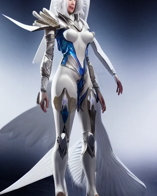 Prompt: perfect white haired attractive egyptian goddess with huge white dove wings, warframe armor, beautiful, engaging, symmetric, charlize theron, half asian, pretty face, blue eyes, scifi platform, laboratory, experiment, 4 k, ultra realistic, epic lighting, android body, illuminated, cinematic, masterpiece, art by akihito tsukushi, voidstar