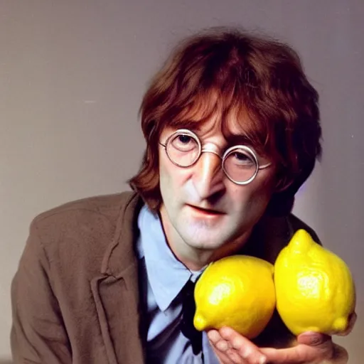 Image similar to john lennon as a lemon mixed with a lemon looks like a lemon, lemon