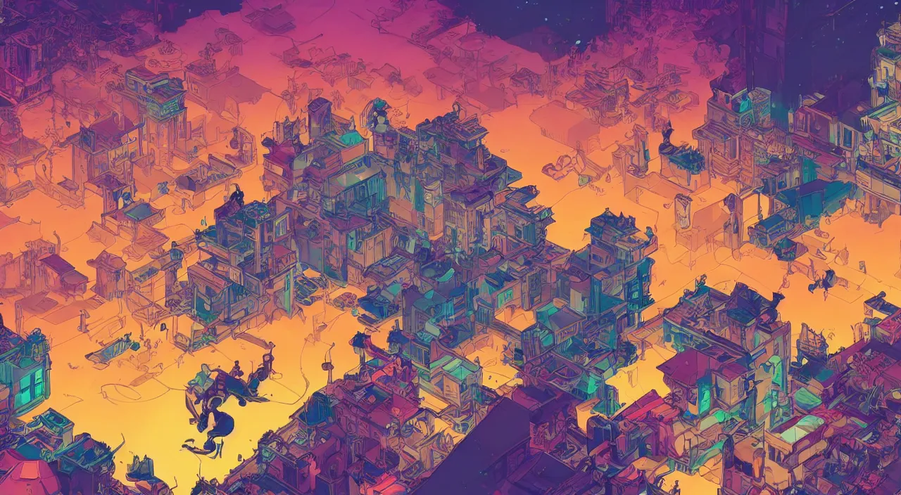 Image similar to vector cutout bazaar zouk oriantal multicolorful sky shine place mosquet painting stylized digital illustration video game icon global illumination ray tracing in borderlands by victo ngai, andreas rocha, john harris and feng zhu and loish and laurie greasley