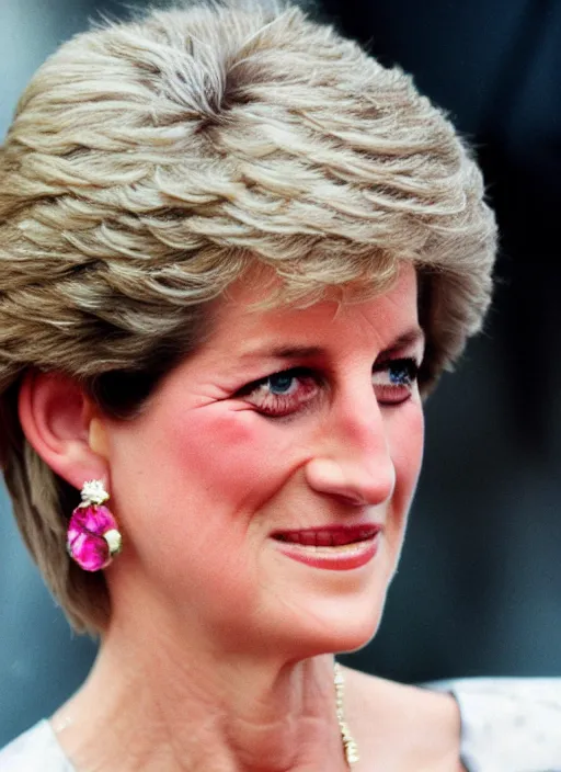 Image similar to DSLR photo portrait still of 61 year old age 61 Princess Diana at age 61!!!, 85mm f1.8