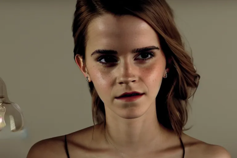 Image similar to a cinematic rendering of emma watson, inside of a lightbulb