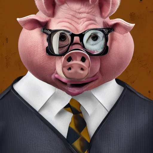 Image similar to scott morrison pig man anthropomorphic australian politician, realistic, standing