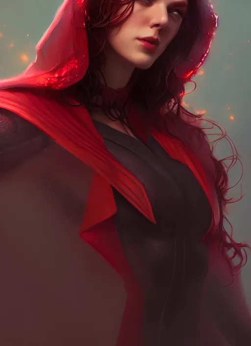 Image similar to male scarlet witch, naturel, hyper detailed, digital art, trending in artstation, cinematic lighting, studio quality, smooth render, unreal engine 5 rendered, octane rendered, art style by klimt and nixeu and ian sprigger and wlop and krenz cushart.