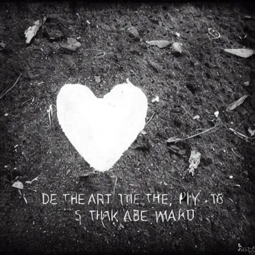 Prompt: And the heart is a kind of mute witness Abandoning everything for the sake Of an unimaginable goodness Making its way across the crowded stage Of what might have been, leaving in its wake The anxiety of an empty page Thought abhors a vacuum Out of it came A partially recognizable shape Stumbling across a wilderness whose name