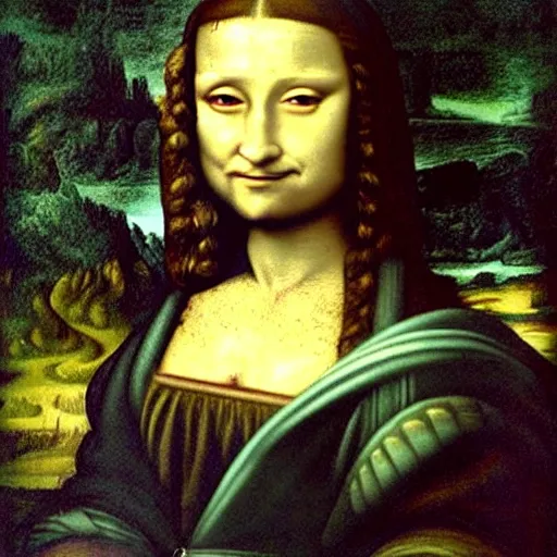 Image similar to photo of hairy furry gioconda, art by leonardo da vinci