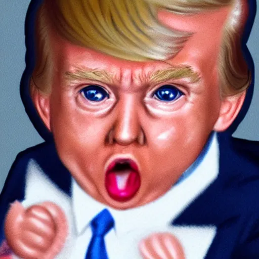 Prompt: donald trump as a crying baby