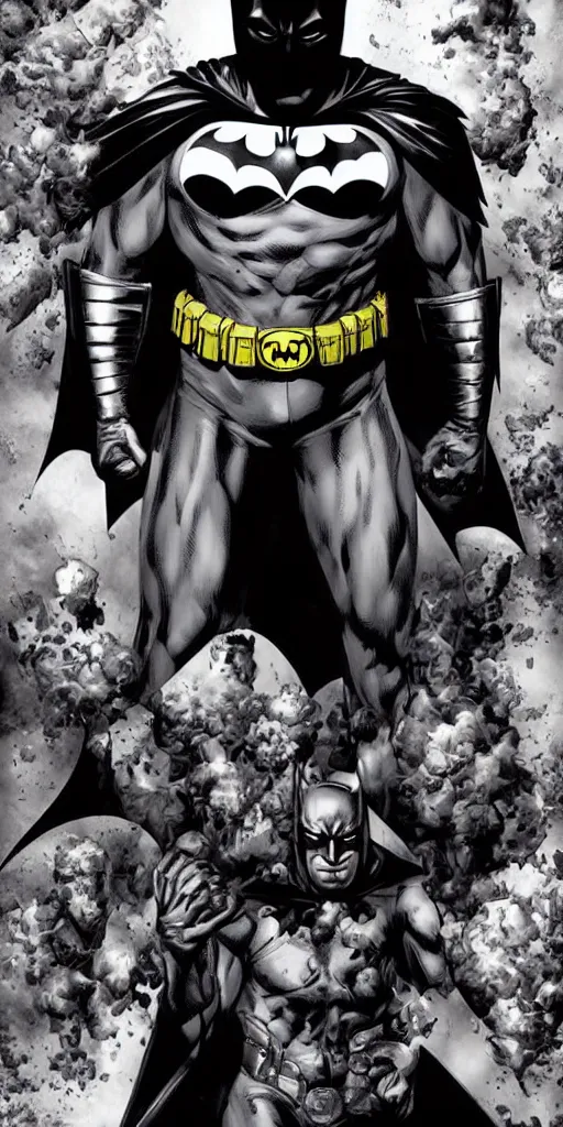 Prompt: full body batman character design by lee bermejo