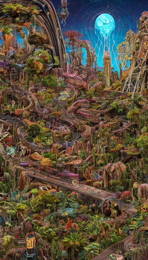 Image similar to a beautiful hyperdetailed highly detailed nature shrine by denise scott brown, thermal vision neon signs nature elysian forest universe cgsociety apocalyptic tron wilderness synthwave alien extraterrestial steampunk earth gem uv light cyberpunk crystal meadow azeroth san andreas tokyo liberty city, archdaily, wallpaper, highly detailed, trending on artstation.