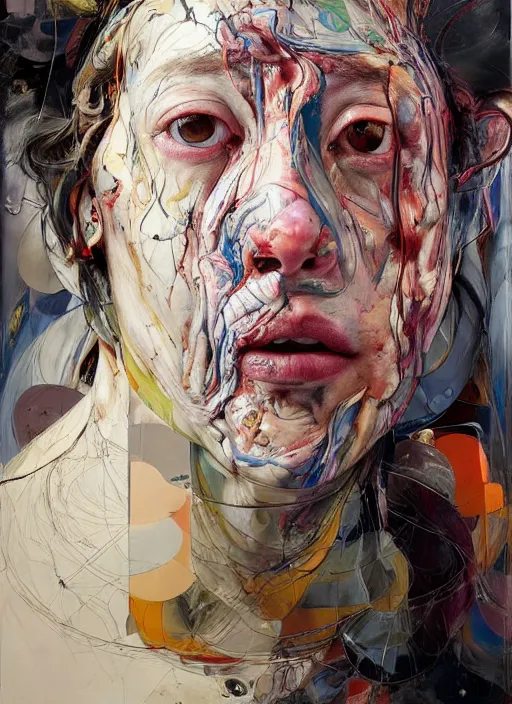 Image similar to there is ugliness in beauty, but there is beauty in ugliness. expressive sadness and fear. full body by jenny saville, scifi, neo - gothic, intricate, rich deep colors. part by james jean, part by adrian ghenie and gerhard richter.