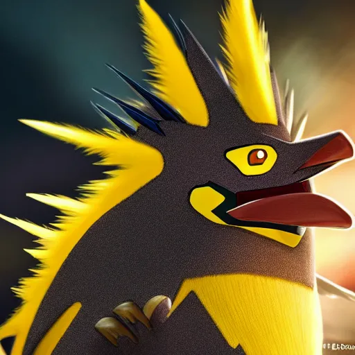 Image similar to national geographic photo of zapdos, pokemon in the wild, intricate, portrait, 8 k highly professionally detailed, hdr, award winning