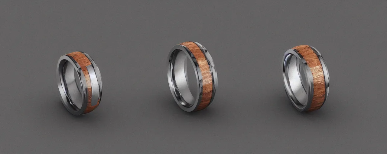 Image similar to simple wooden ring with a steel shield ornament, ring, wood, steel, tungsten, smooth shank, engravings, product design, jewelry, art by gerald brom, greg rutkowski and artgerm and james jean and zdzisław beksinski, 8 k, unreal engine, c 4 d