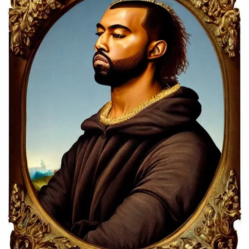 Image similar to A Renaissance portrait painting of Kanye West