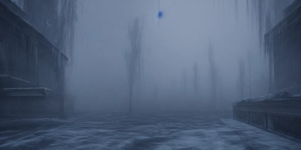 Prompt: The blessed aisles, icy and foggy, 4k, trending on artstation