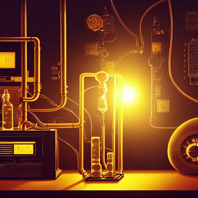 Prompt: epic professional digital art of an old fashinoed vacuum tube computer in the middle of a lab run by cartoon mice, golden hour lighting, well composed, digital art, best on artstation, cgsociety, wlop, cosmic, epic, stunning, gorgeous, much detail, much wow, masterpiece