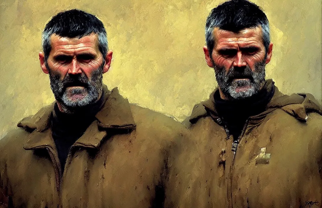 Image similar to portrait of roy keane!!!!!!!!!!!!!!!!!!!!!!!!!!!, detailed face, detailed painting, epic lighting, by ilya repin, phil hale and kent williams