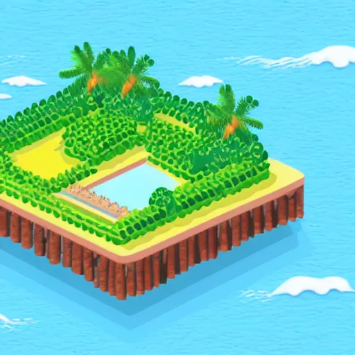 Image similar to isometric view of a small island with a single palm tree by Chiho Aoshima