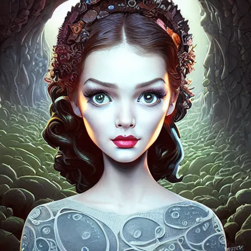 Image similar to Lofi portrait in cavern, Pixar style by Joe Fenton and Stanley Artgerm and Tom Bagshaw and Tim Burton