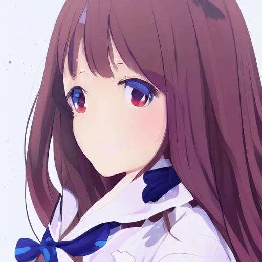 Image similar to character portrait of high school girl by kyoto animation, CLIP STUDIO, trending on pixiv