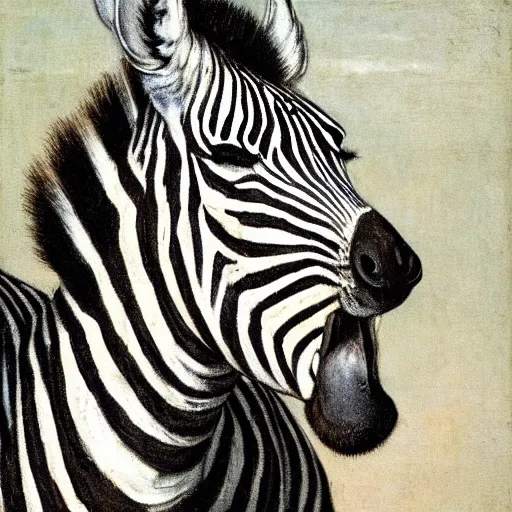 Prompt: laughing zebra. art by annibale carracci