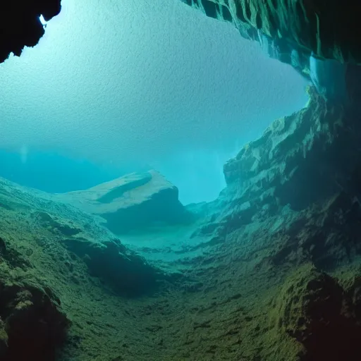 Image similar to dangerous depths of an underwater cave