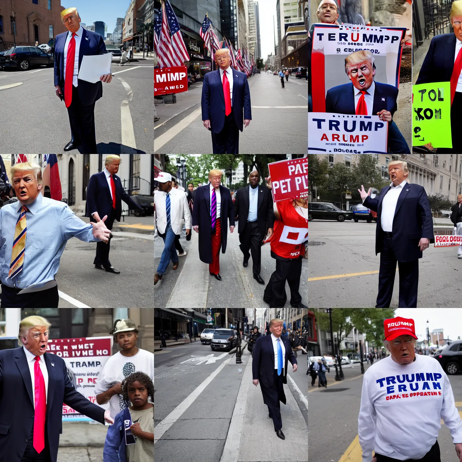 Prompt: Donald Trump as a person of color, on the street