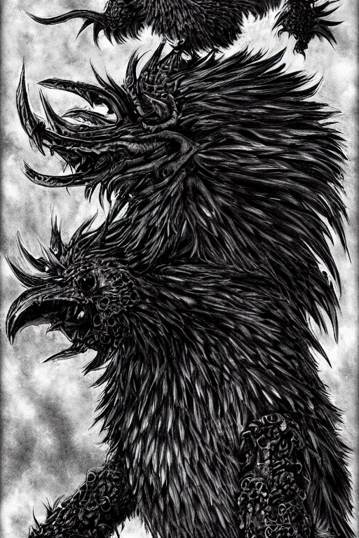 Image similar to raven monster, red eyes, highly detailed, digital art, sharp focus, trending on art station, kentaro miura manga art style