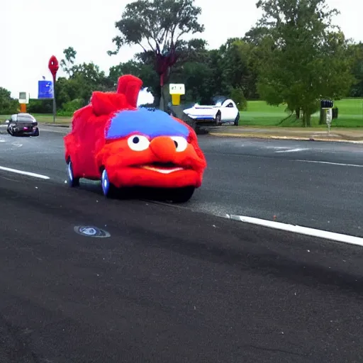 Image similar to drunk driving elmo being chased by the police