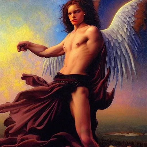 Image similar to an amazing masterpiece of art by gerald brom 👼 🌥️, rocco, baroque