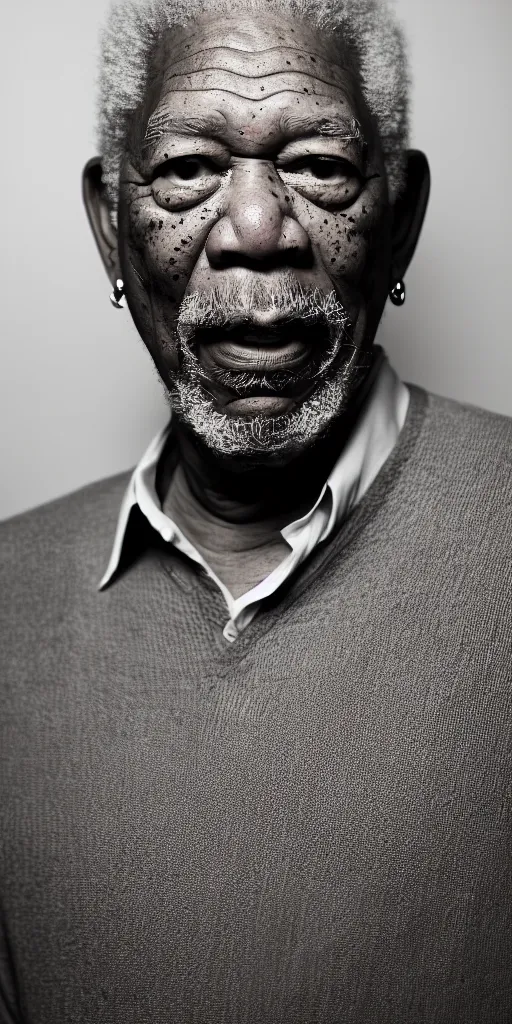 Prompt: morgan freeman very angry closeup photo portrait, studio lighting