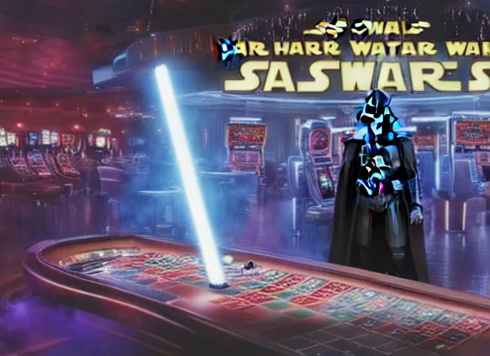 Image similar to Darth Vader goes to a casino in the new Star Wars movie, 4k