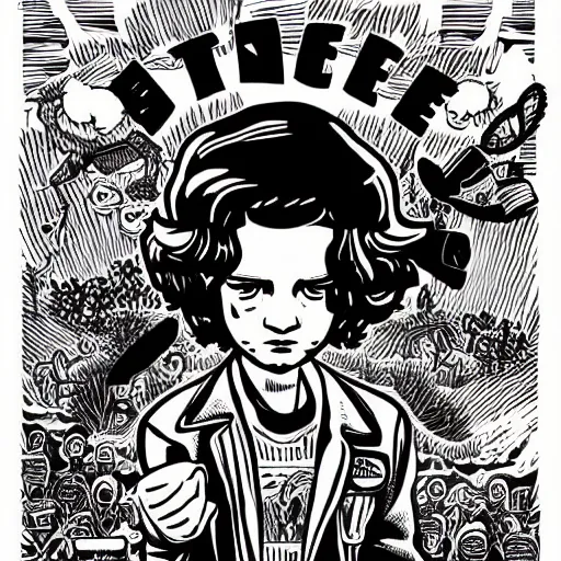 Image similar to mcbess illustration of@one from stranger things