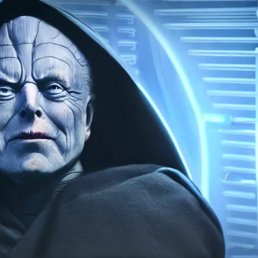 Image similar to elon musk as emperor palpatine as seen in stars wars episode 3 , 8k resolution, full HD, cinematic lighting, award winning, anatomically correct