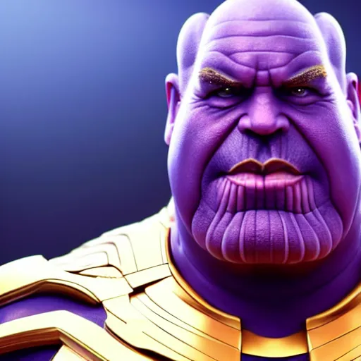 Image similar to a portrait of abdelfattah alsisi as thanos, the pixar adaptation, with same hairstyle, angry facial expressions, hyper detailed, digital art, trending in artstation, cinematic lighting, studio quality, smooth render, unreal engine 5 rendered, octane rendered
