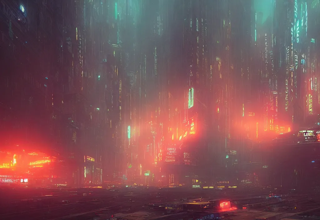 Image similar to a dramatic epic ethereal stunning beautiful and insanely detailed matte painting of a Blade Runner movie still, lens flares, atmospheric and vaporwave composition, digital art by Kilian Eng and Simon Stalenhag, winning-award masterpiece, fantastic, octane render, 8K HD Resolution, High quality image