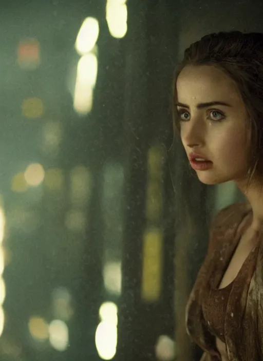 Prompt: film still of Ana de armas as Joi in bladerunner,