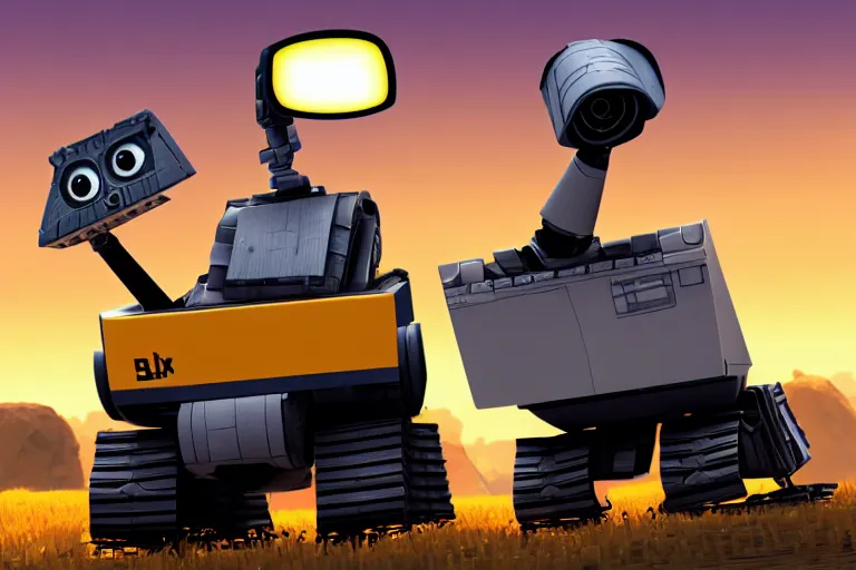 Image similar to wall - e in roblox, heavy detailed, ultra high definition quality, roblox game engine graphics